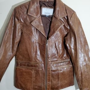 Wilson's Coffee Bean Distressed Leather Jacket L